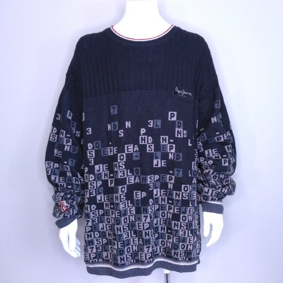 PEPE JEANS LONDON Vintage Sweater XXXL Multicolor GRAPHIC 3XL 3XB